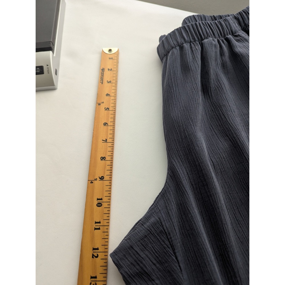 Pure Jill Wide Leg Crinkle Pants Women S Petite Gray Sand-Washed Tencel Modal - Picture 7 of 9